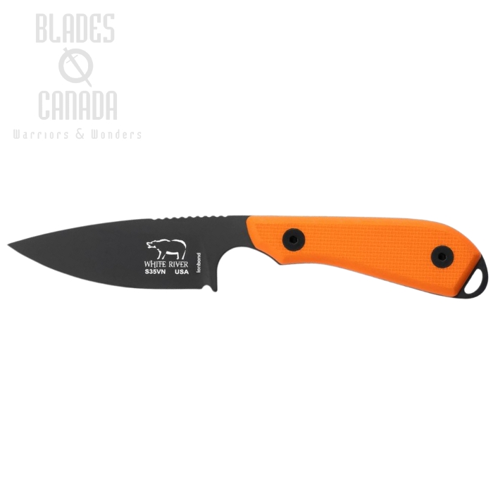 White River M1 Backpacker Pro Fixed Blade Knife, S35VN Black, G10 Orange, Kydex Sheath